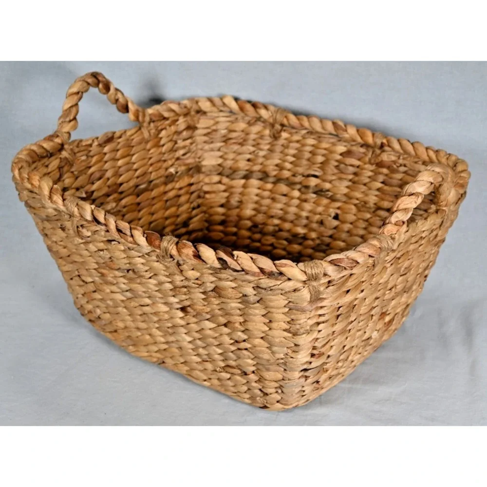 Braided Seagrass Rectangle Storage Basket w/ Handles 17